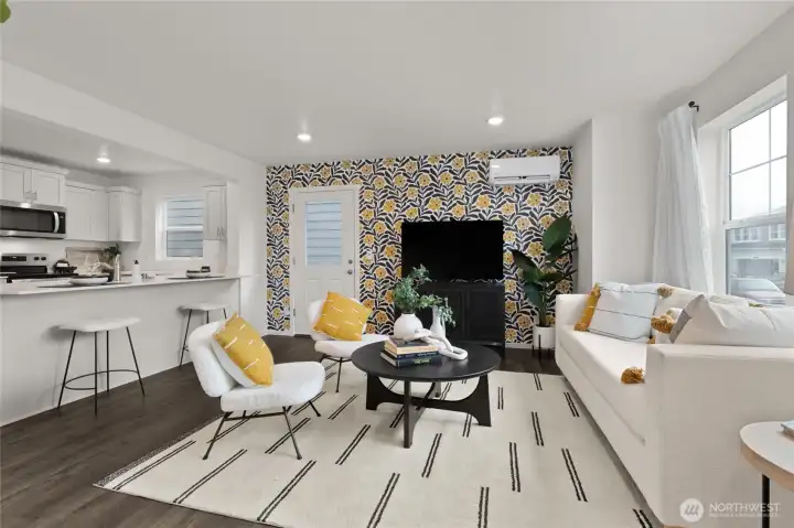 Open concept great room and kitchen. Photos are for representational purposes only, colors, elevation and features may vary.