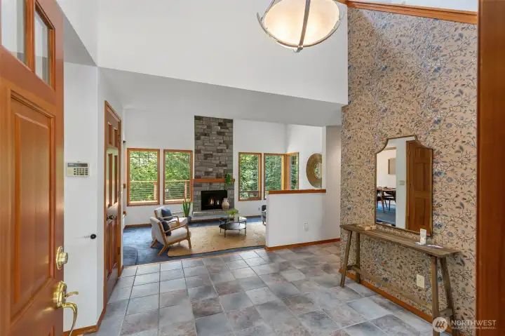Wow... Tall ceilings, gorgeous stone fireplace, sunken living room and WINDOWS :) Wow... Tall ceilings, gorgeous stone fireplace, sunken living room and WINDOWS :)