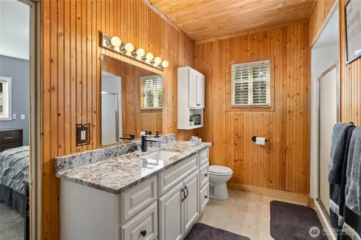 3/4 bath off primary downstairs. 3/4 bath off primary downstairs.
