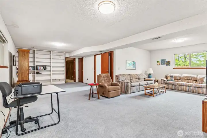 Lower level recreation or flex space with direct access to the exterior. Lower level recreation or flex space with direct access to the exterior.