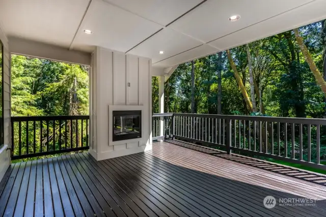 Covered deck with gas fireplace