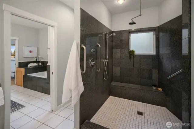 Walk in shower.