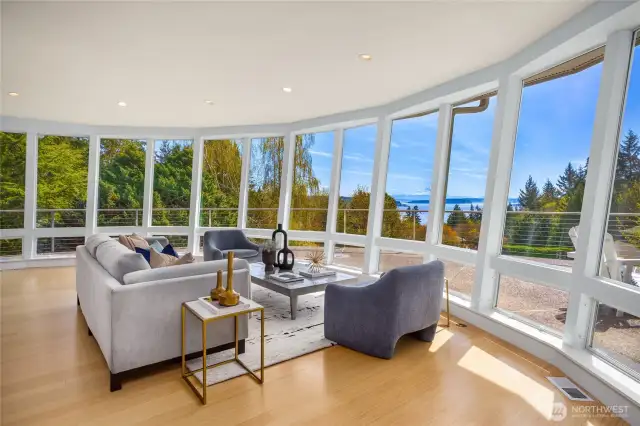 The curved wall of windows are breathtaking.