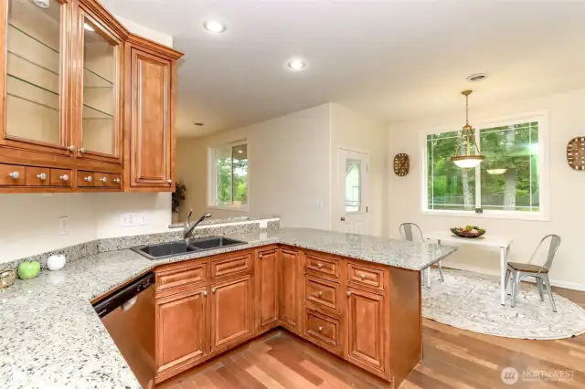 Gorgeous wood cabinetry.