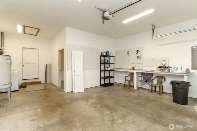 Work space in garage.