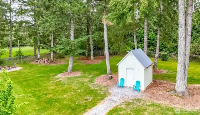 Pump house in back yard