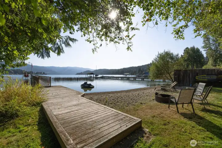 Another great view of your private beach to soak up the sun, get in your boat or jump on your jet ski and when you're done on the Lake, load your firepit with wood and get the smores started !