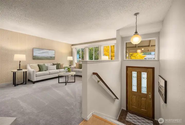 This home has been refreshed with new interior paint and carpet.