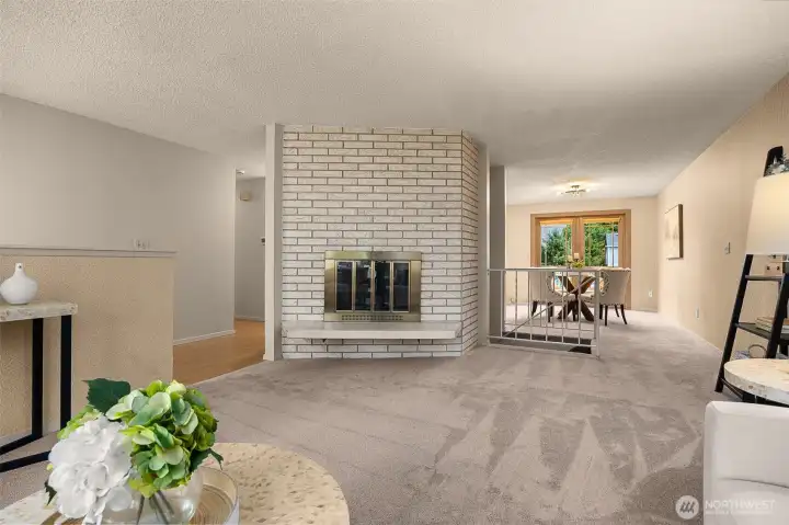 A cozy nod to the era, the wood-burning fireplace adds both ambiance and authenticity.