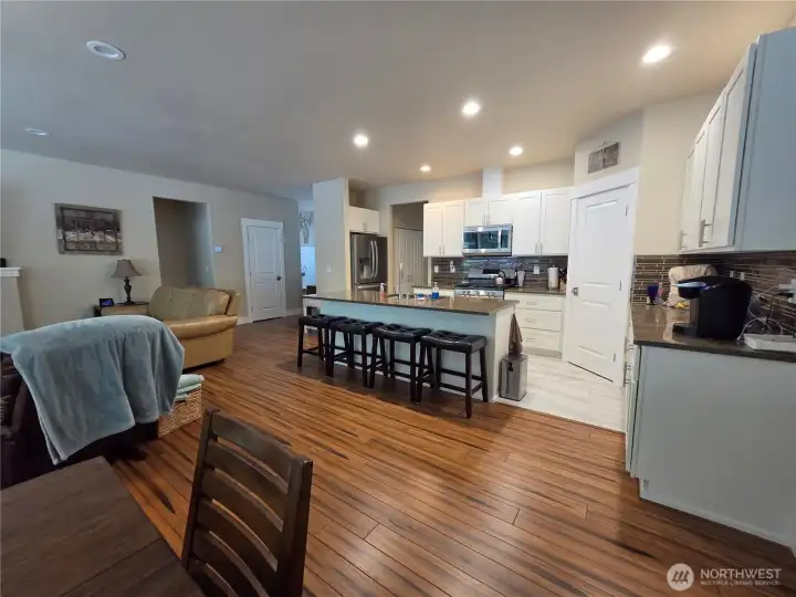 Brand new luxury vinyl tile flooring in Kitchen.