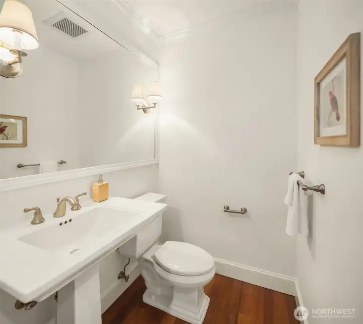 Powder room off of the living space
