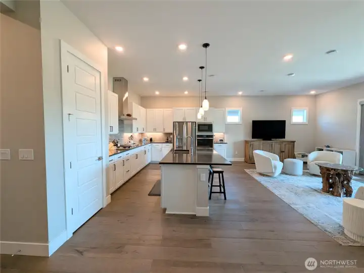 kitchen and living area