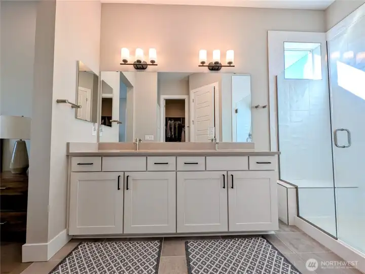 primary bathroom with double vanity