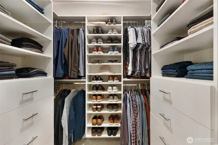 Walk-in closet with custom built-ins