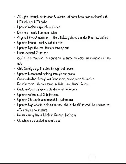 Features list continued