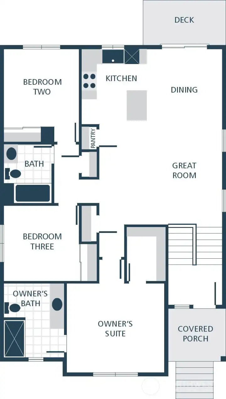 Image is a rendering. Photographs are for illustrative purposes only. Features, finishes, interior/exterior colors, landscaping and floorplan shown may vary from actual homes built