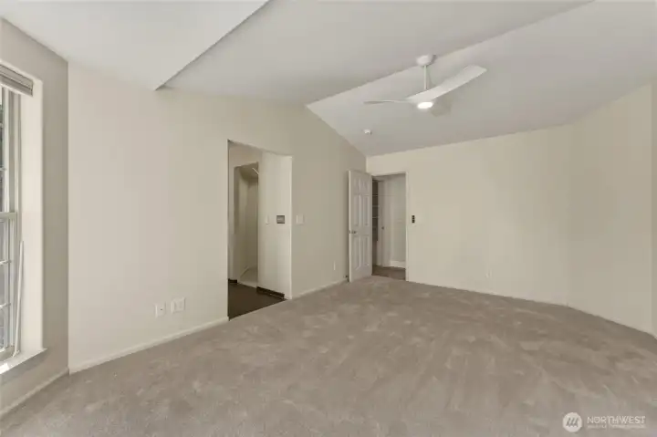 Large Primary Bedroom with Vaulted Ceilings and Ensuite Bathroom