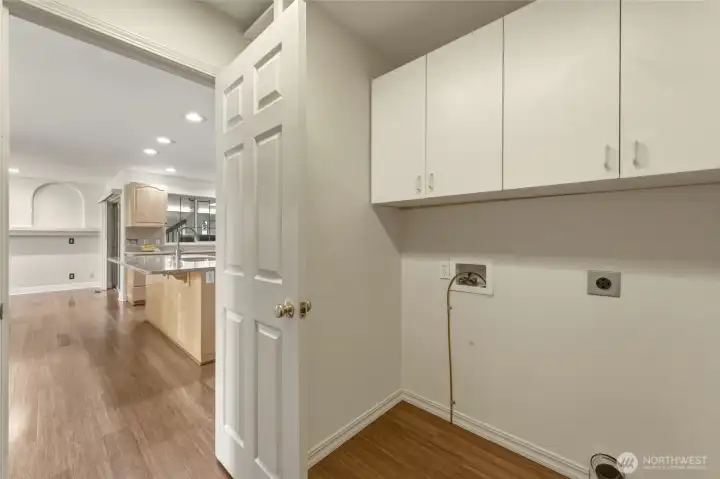 Laundry Room with Built-in Cabinets, Shelves, Sink & Counter Space