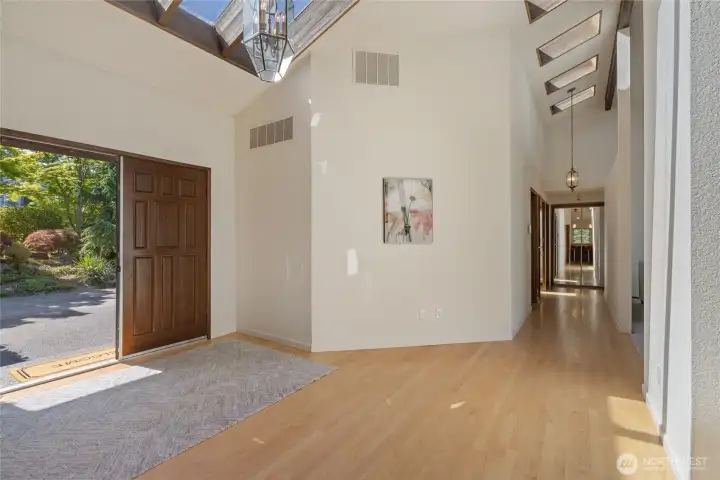 High ceilings and skylights provide excellent natural light.