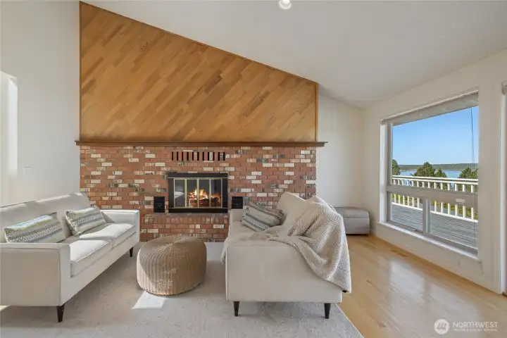 2nd wood burning fireplace in the family room.