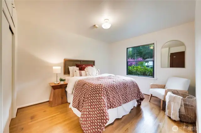 Roomy bedroom with built-ins