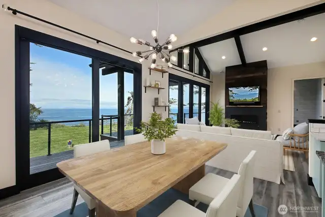 Open floor concept. Gas fireplace.