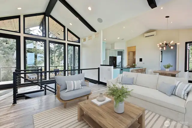 Vaulted ceilings. Vinyl Lux plank flooring. Ductless heating.