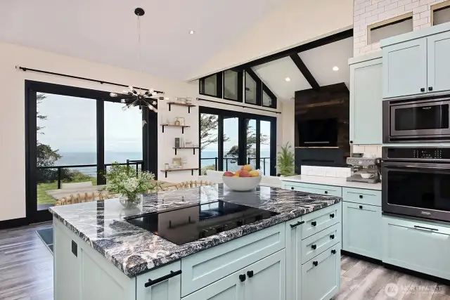 Enjoy westerly water views while cooking.