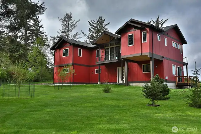 Front view of the home. Built by Sound Construction.