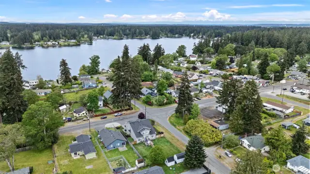The lake is just around the corner.