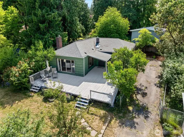 Aerial View of front porch and lot