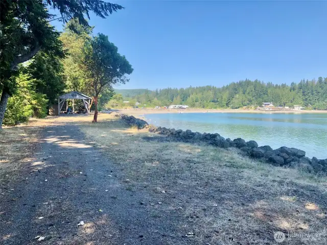 community beach and picnic shelter