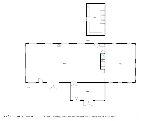 Floor plan of shop with finished office