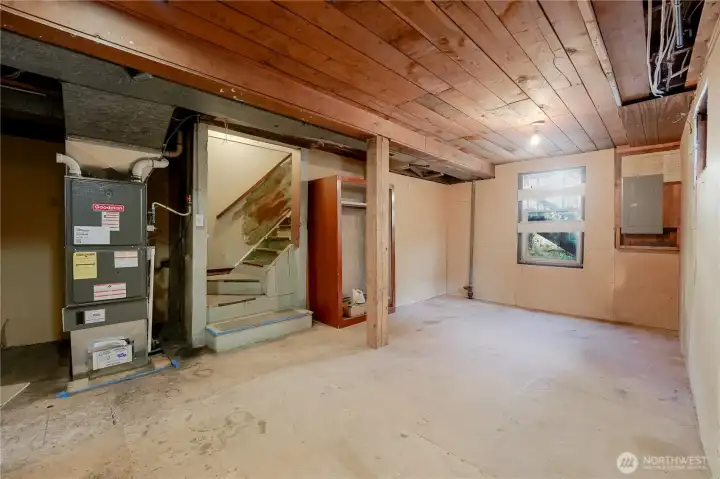 Furnace area with ample storage