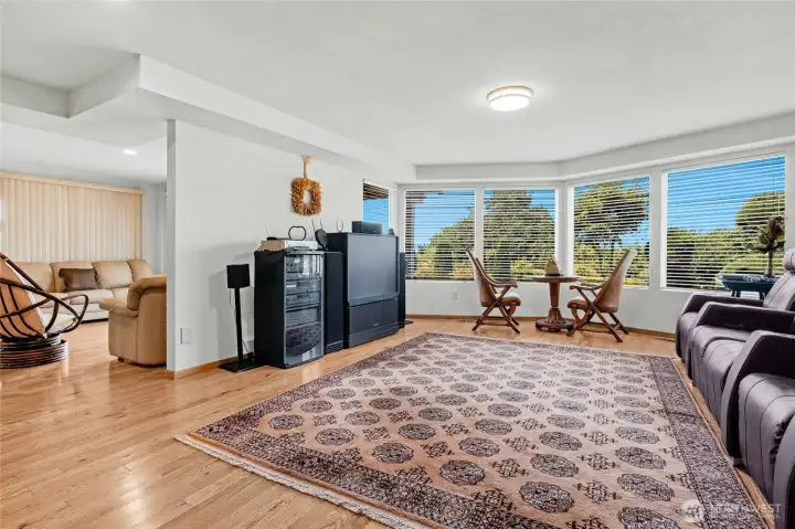 Family/living room space in daylight basement