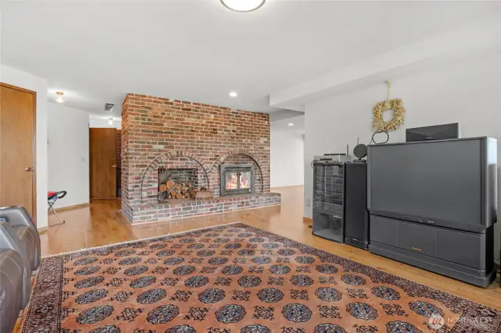 Family/living room space in daylight basement
