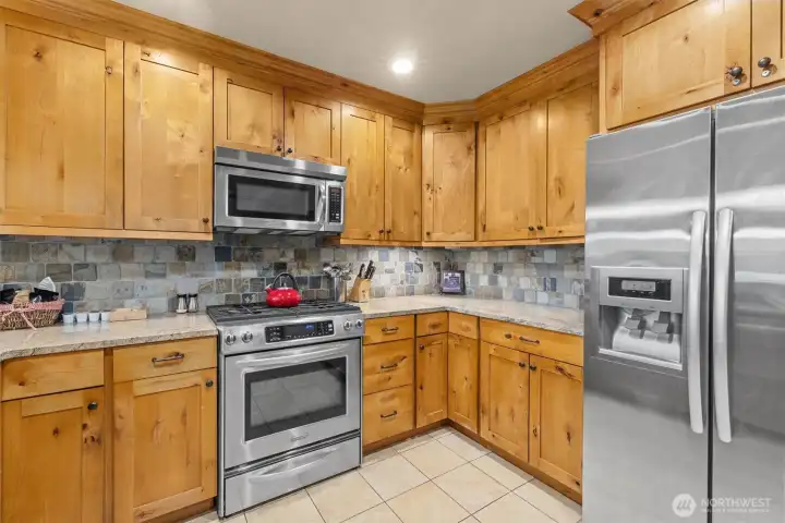 Note the tile backsplash