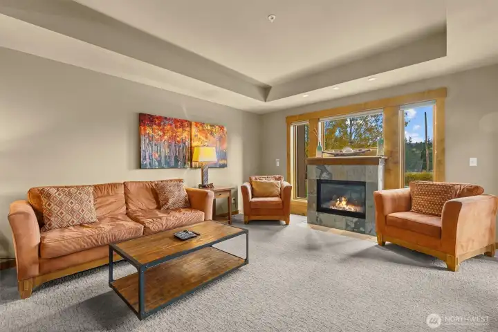 Cozy living room with gas fireplace