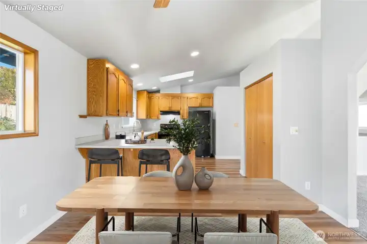 Virtually staged dining area.