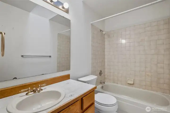 Upper-level guest bathroom.