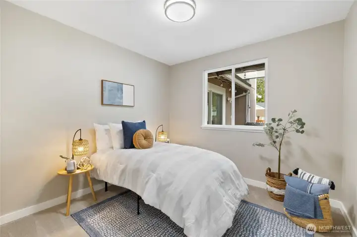 Bedroom #1 with new carpet.