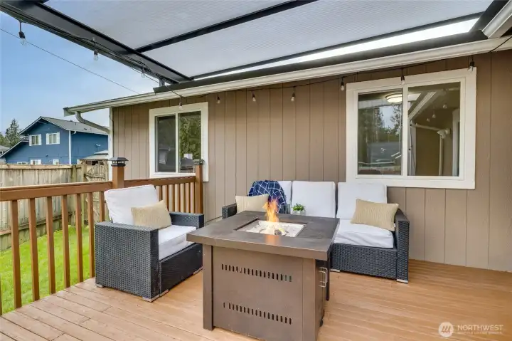 Patio furniture and fire table stays, if the Buyer wants them.