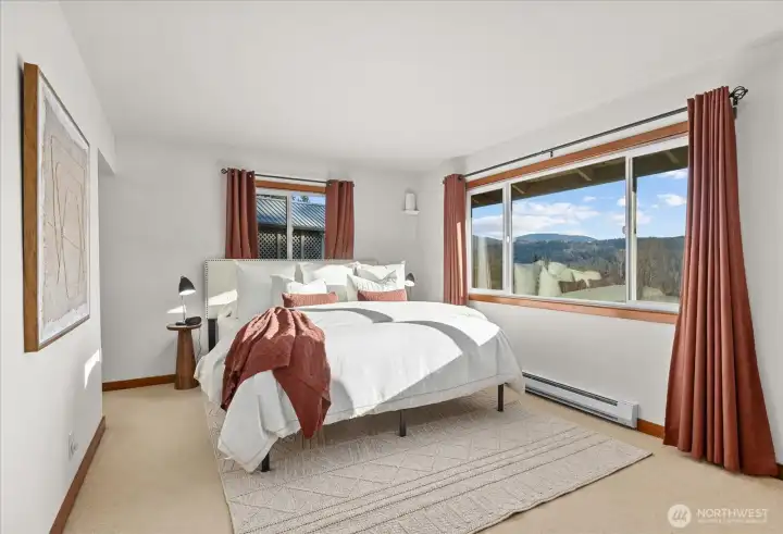 Spacious primary suite with walk in closet