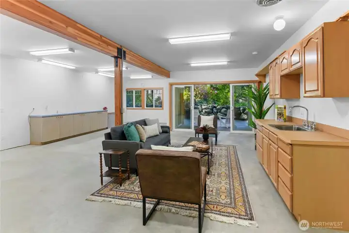 Optional second kitchen area with patio access and 220v for electric stove preinstalled and wired to garage circuit breaker.  Extra space on left be the window is ideal for installing a matching #3 bedroom with patio access .  The 3 bedroom septic design has room for it.