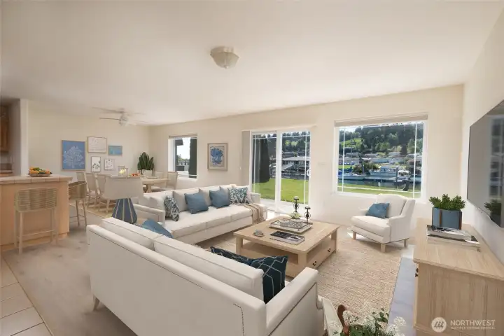 Virtually staged living room