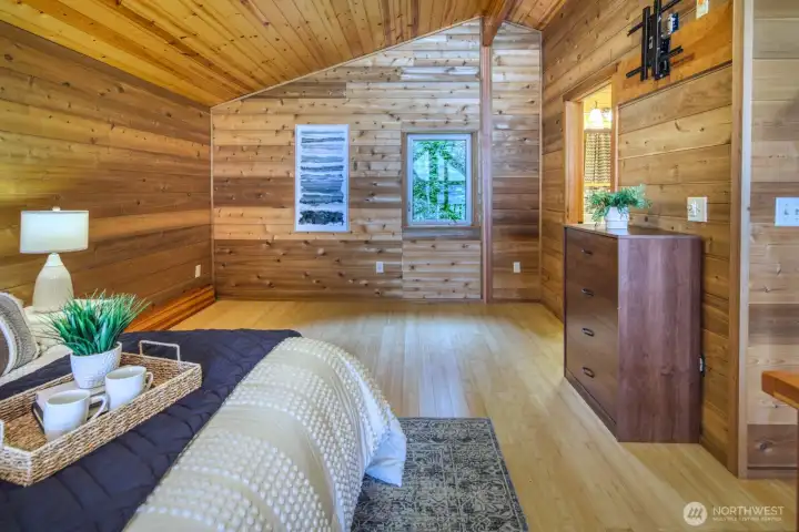 South Bedroom Window could easily be transformed into a door if you build a small deck on the home.
