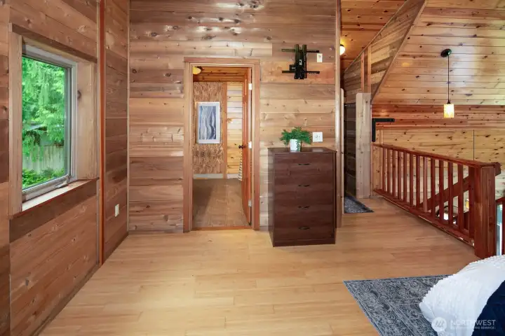 Closet on right, view into Primary Bath