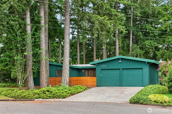 Mid Century tucked into a naturally landscaped site.
