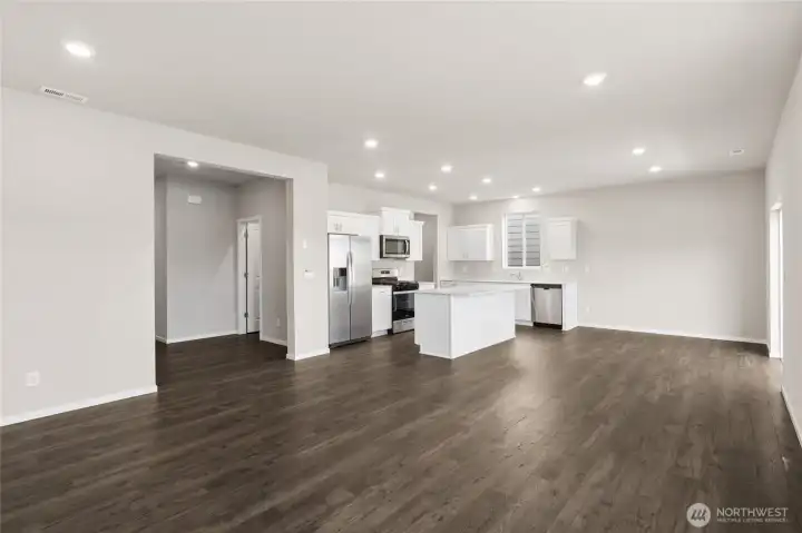 Dining room leading into great room. Finishes and options will vary. Dining room leading into great room. Finishes and options will vary.