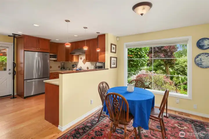 Located just off formal entry in between living room and tv room leading to deck and back yard